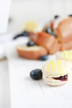 Load image into Gallery viewer, Lemon Blueberry Pound Cake Macarons