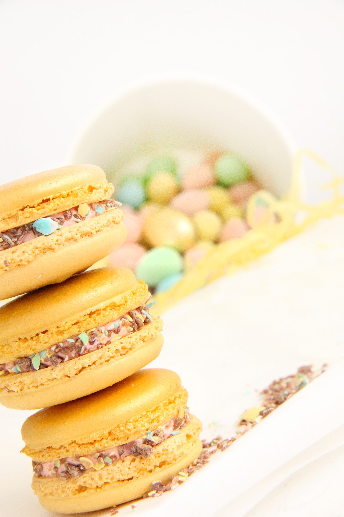 Golden Mini Egg Macarons