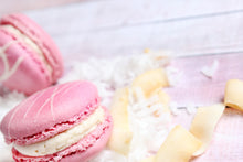 Load image into Gallery viewer, Strawberry Coconut Cream Macarons