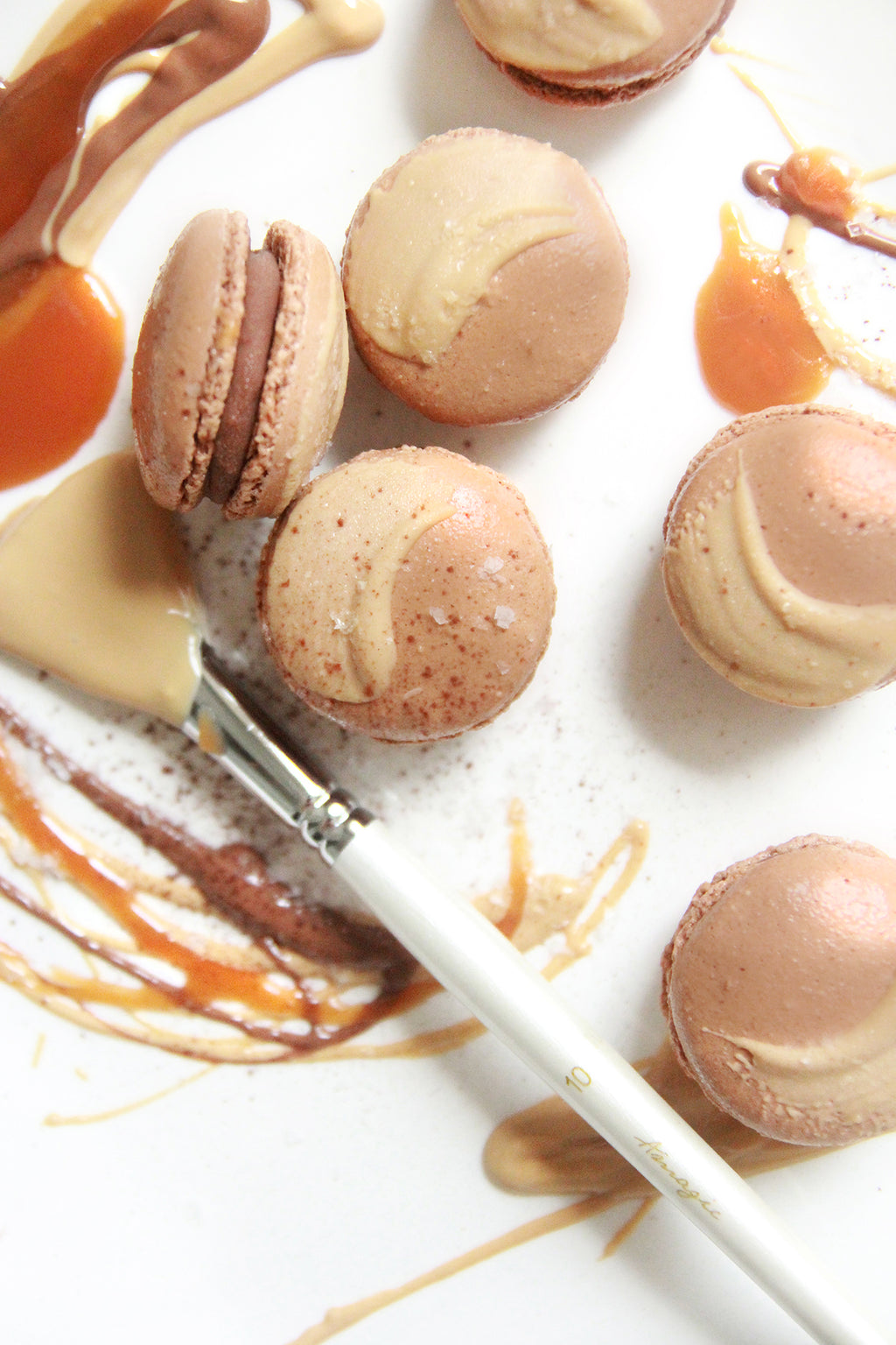 Chocolate Caramel Sea Salt Macarons