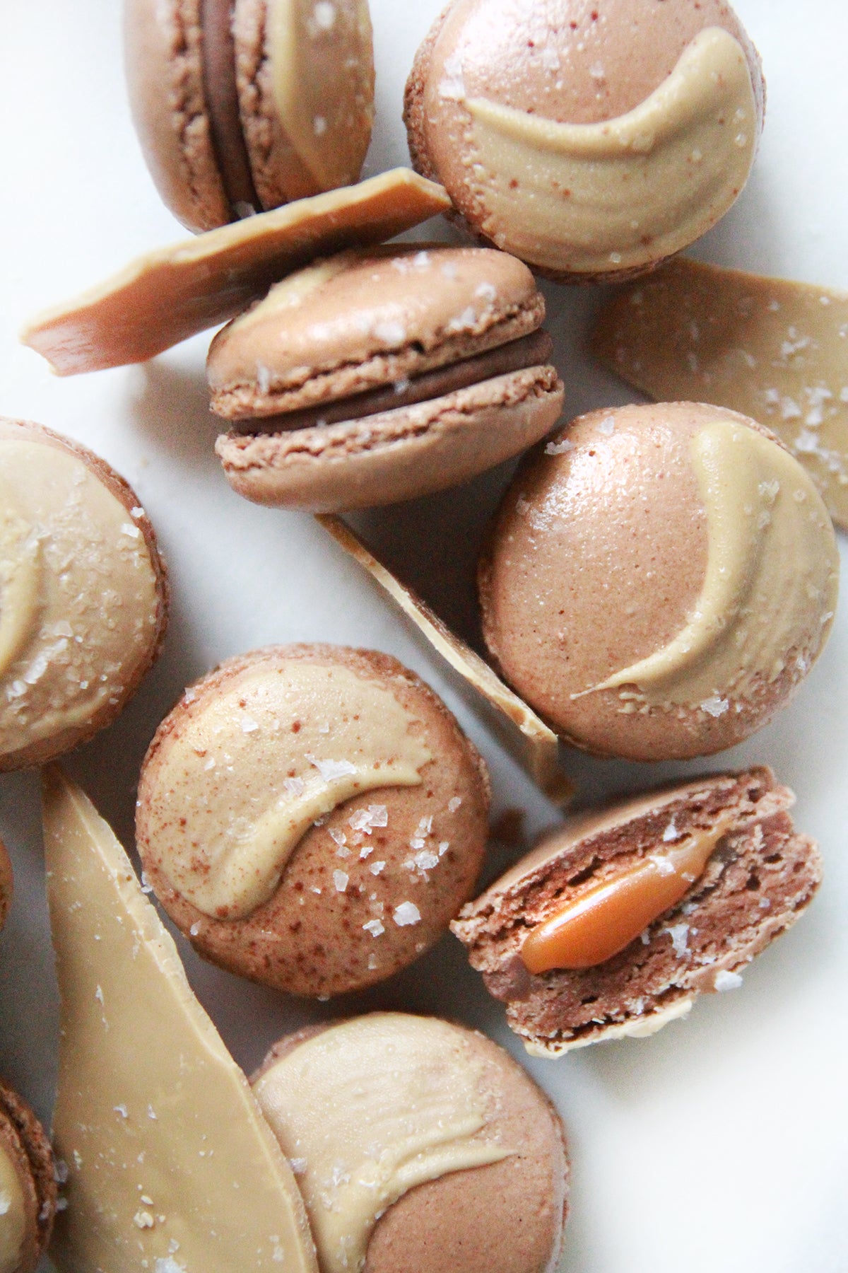 Chocolate Caramel Sea Salt Macarons
