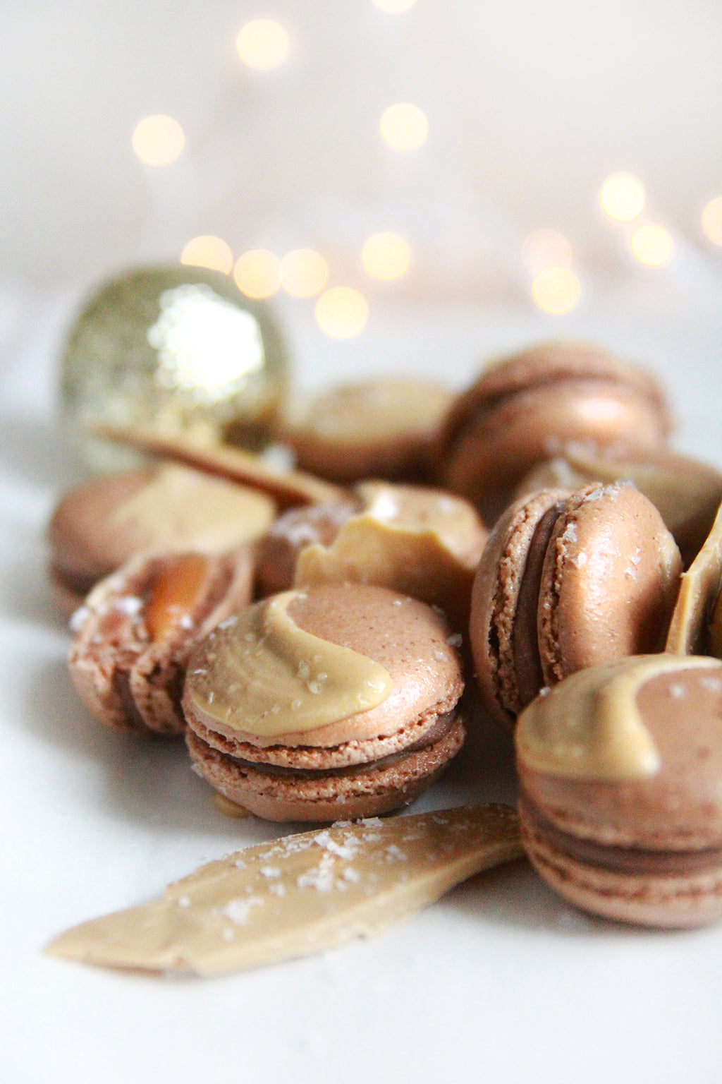 Chocolate Caramel Sea Salt Macarons
