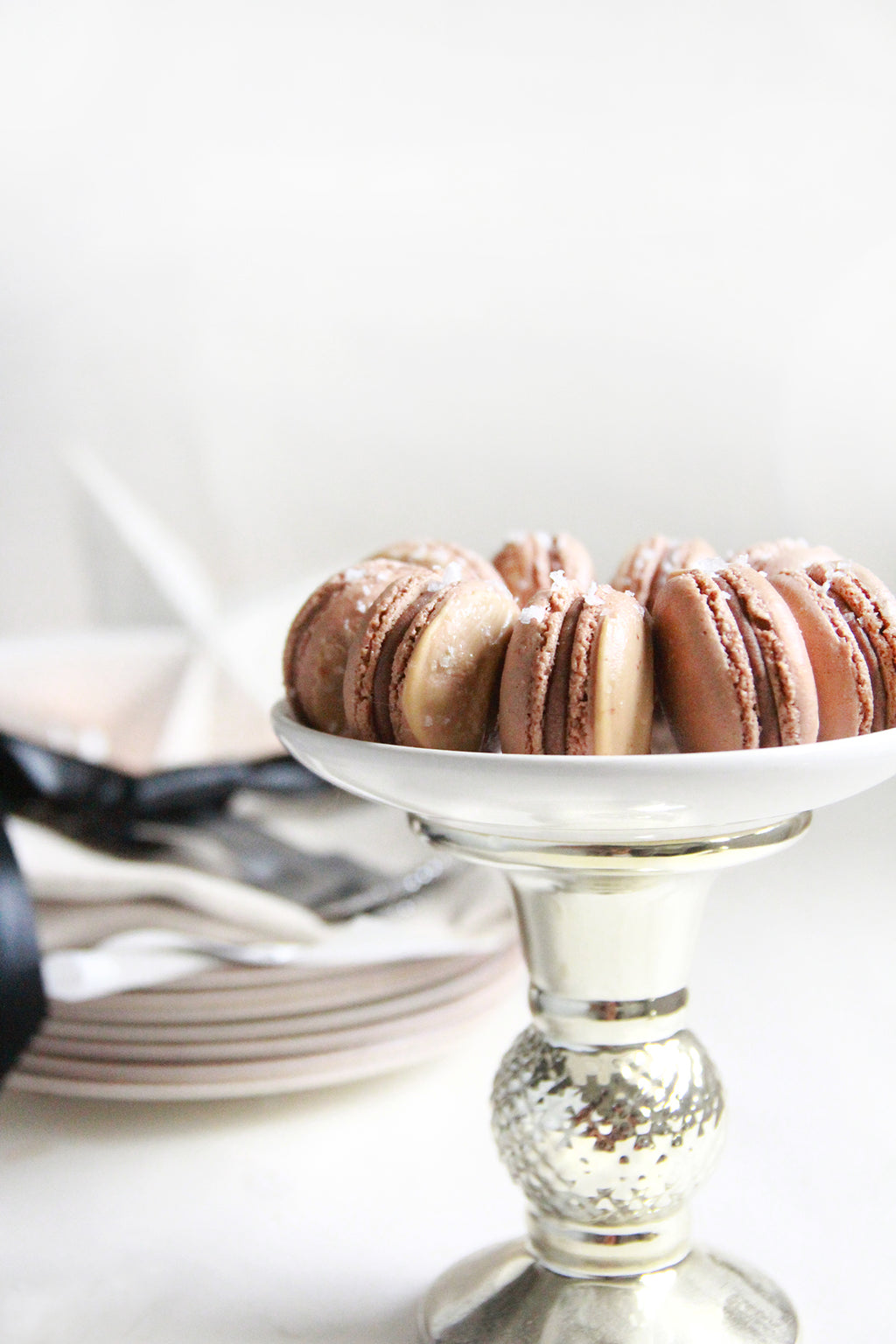Chocolate Caramel Sea Salt Macarons