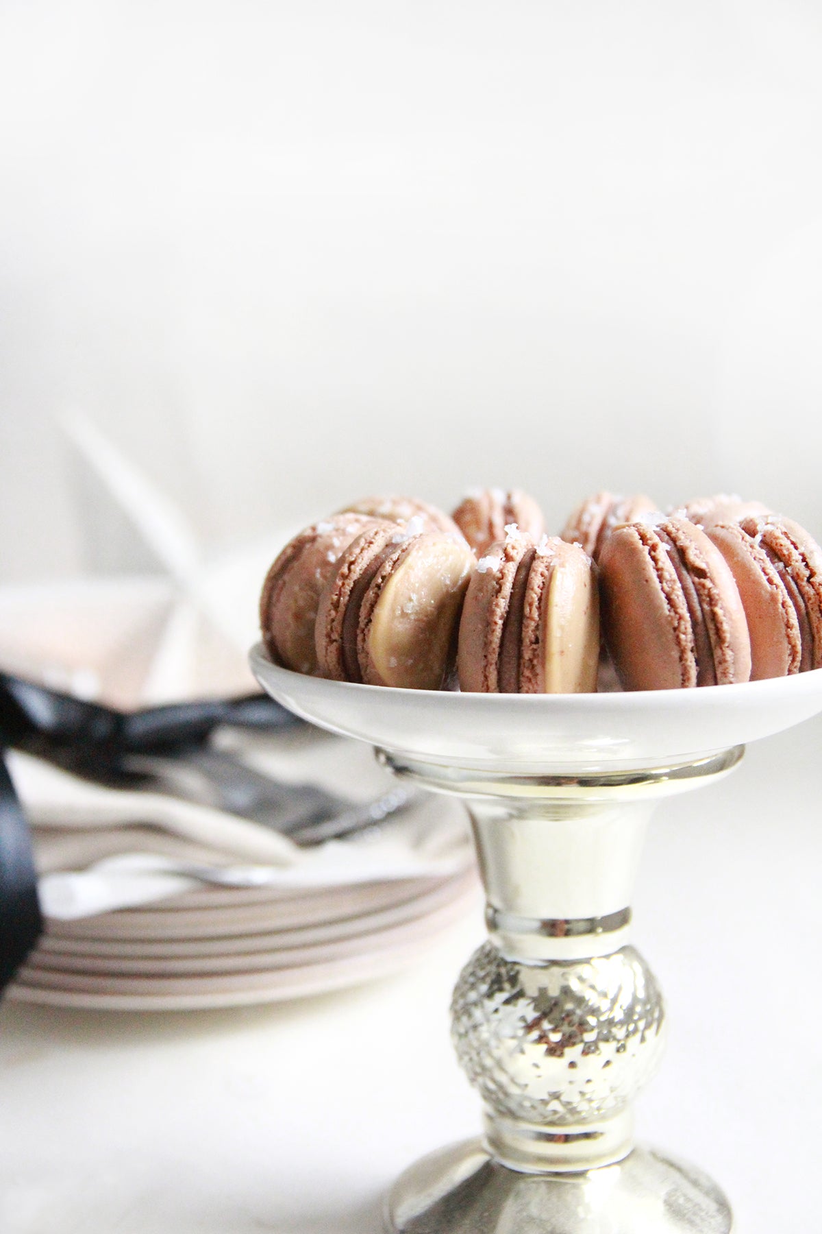 Chocolate Caramel Sea Salt Macarons