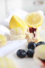 Load image into Gallery viewer, Lemon Blueberry Pound Cake Macarons
