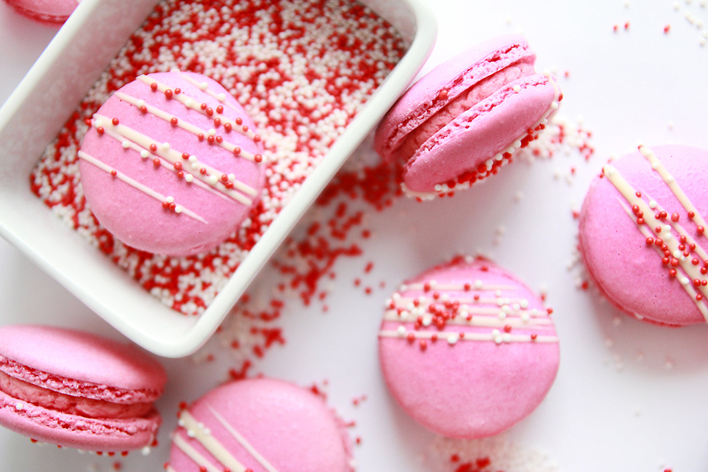 Raspberry White Chocolate Macarons