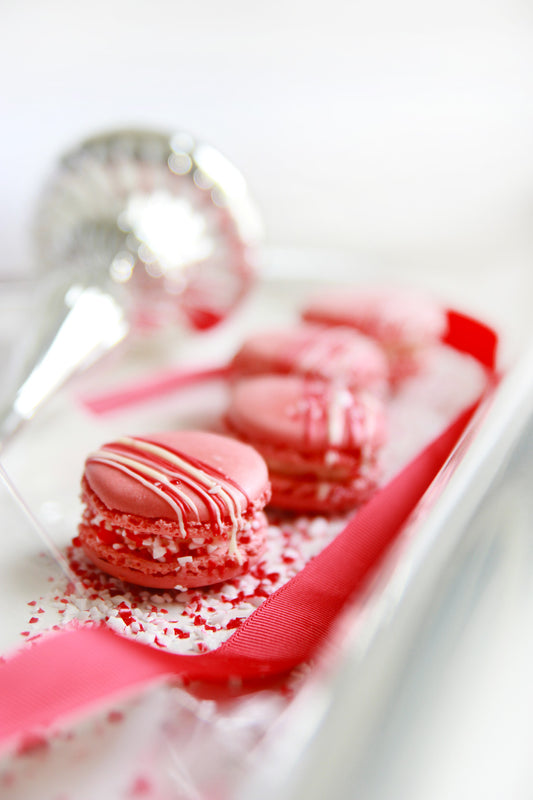 Candy Cane White Chocolate Macarons