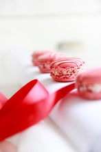 Load image into Gallery viewer, Candy Cane White Chocolate Macarons
