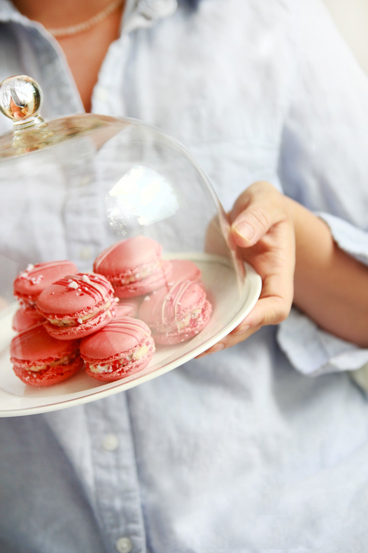 Candy Cane White Chocolate Macarons