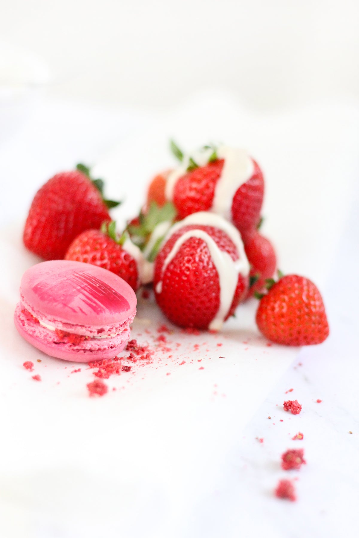 Strawberry White Chocolate Macarons