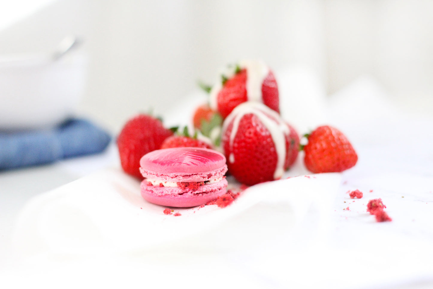 Strawberry White Chocolate Macarons