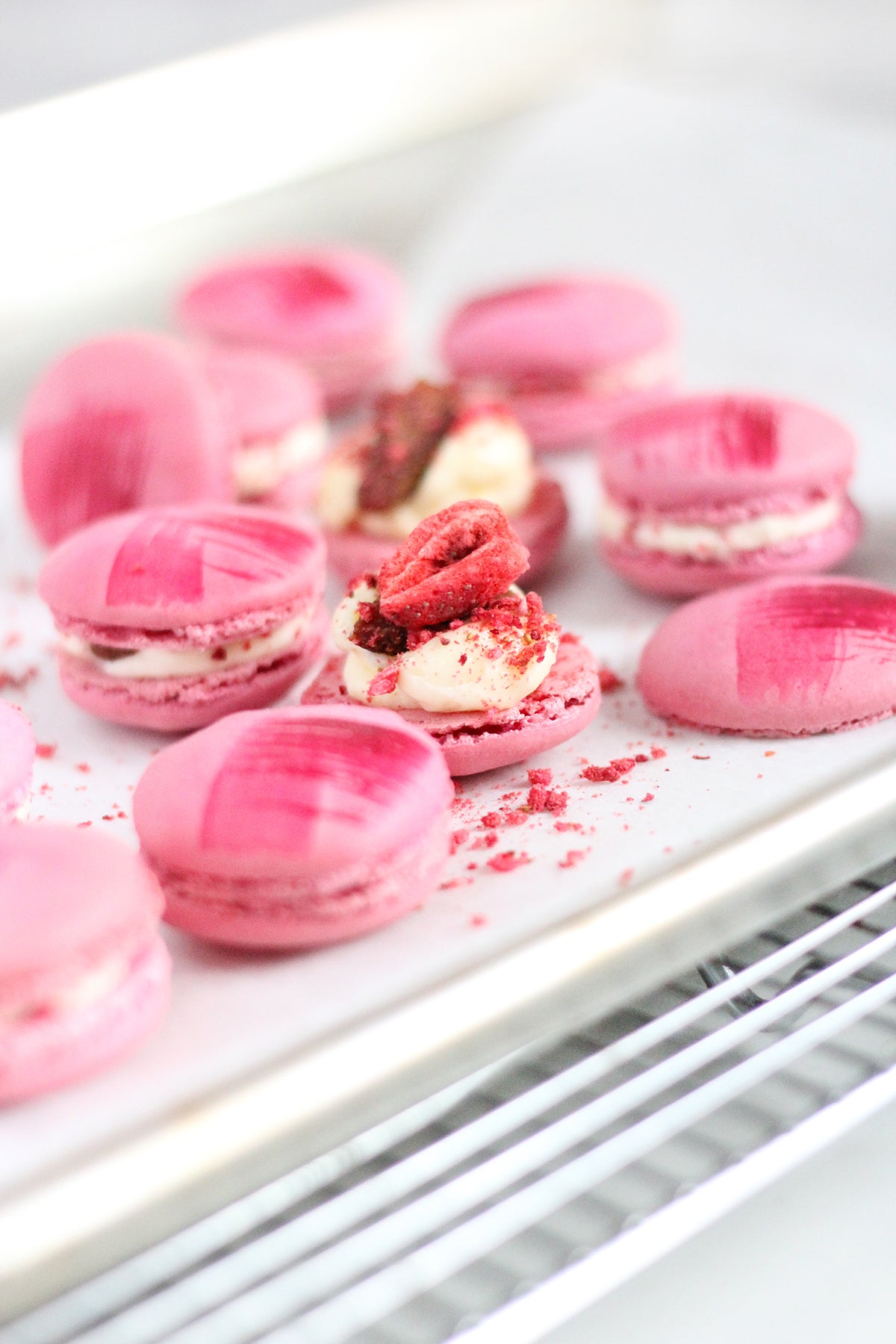 Strawberry White Chocolate Macarons