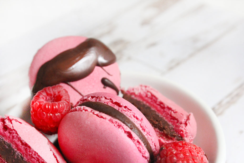 Raspberry Ganache Macarons