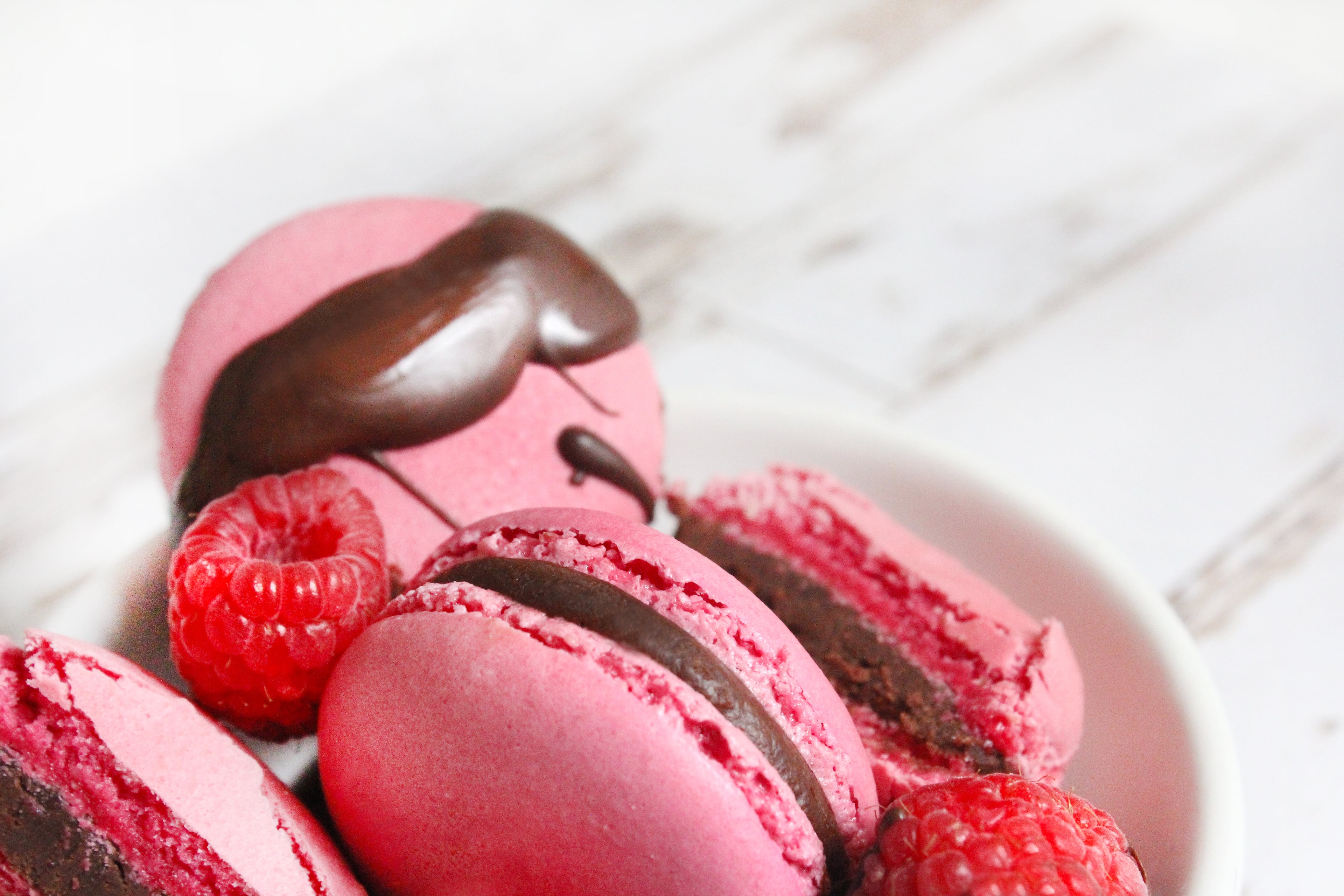 Raspberry Ganache Macarons