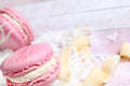 Strawberry Coconut Cream Macarons