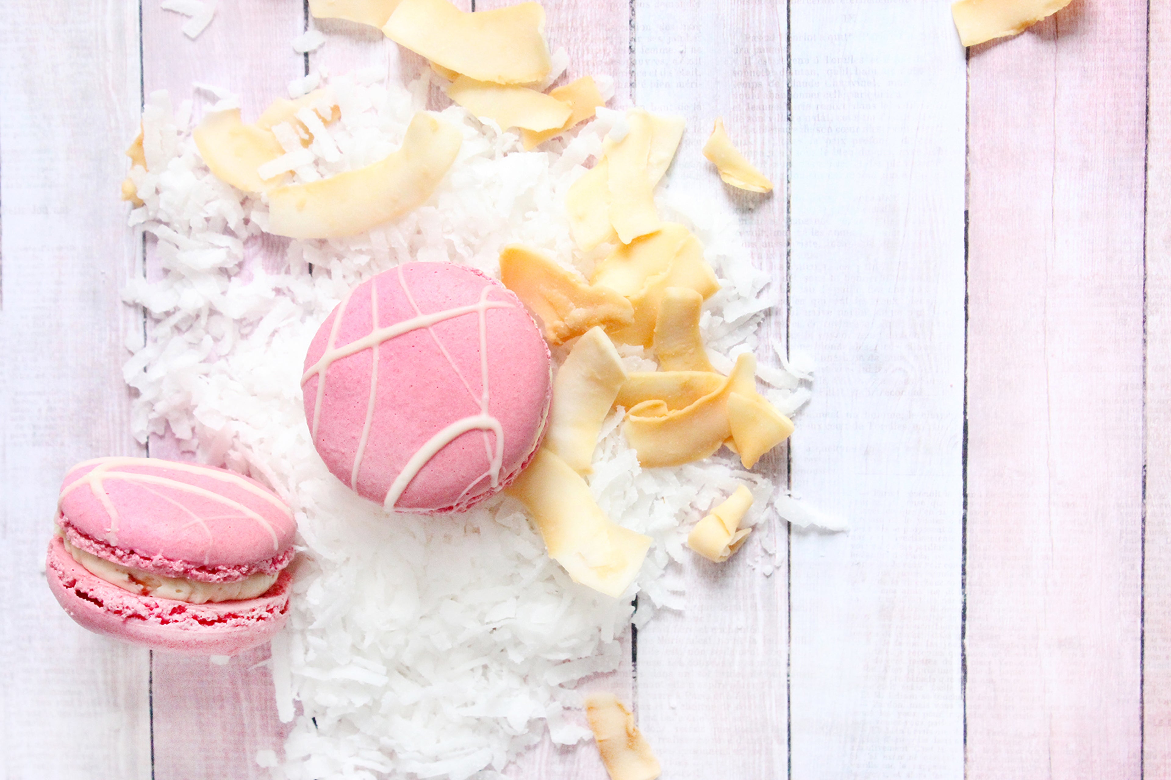 Strawberry Coconut Cream Macarons
