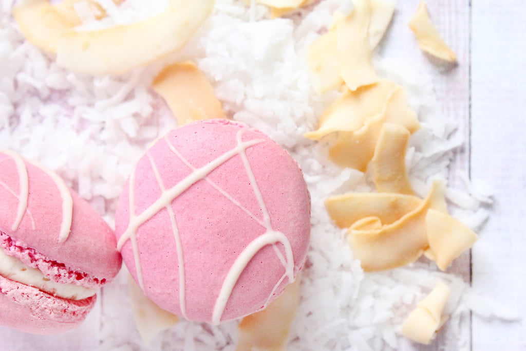 Strawberry Coconut Cream Macarons
