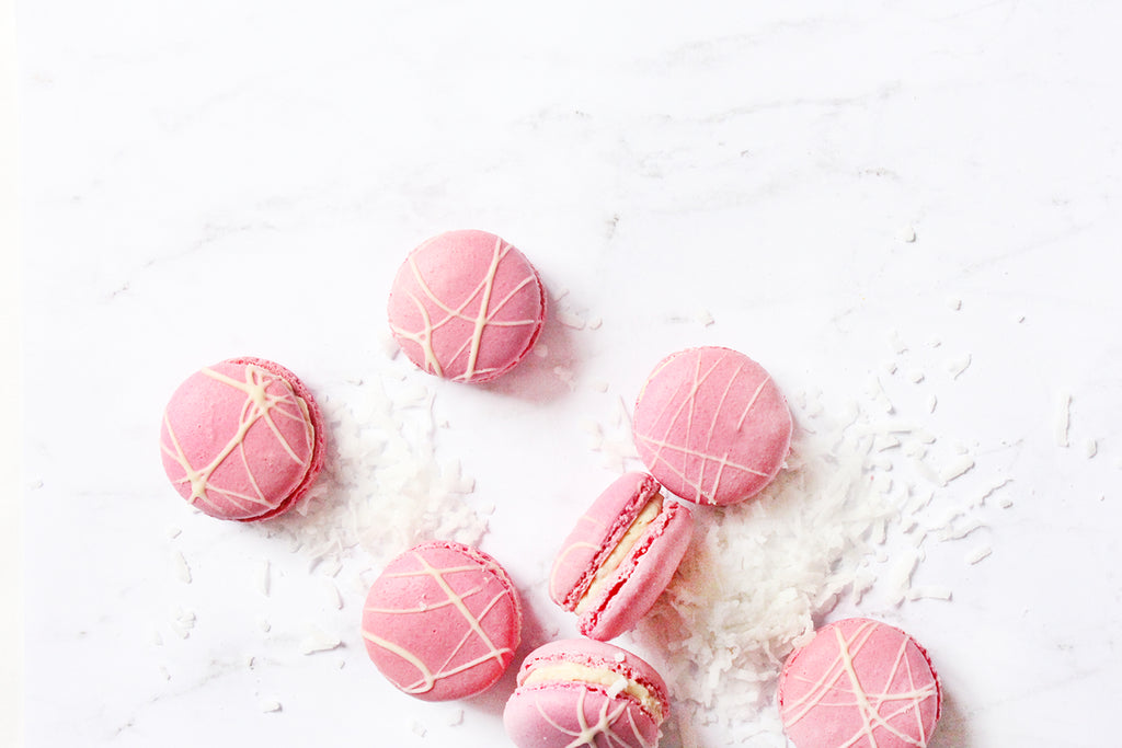Strawberry Coconut Cream Macarons