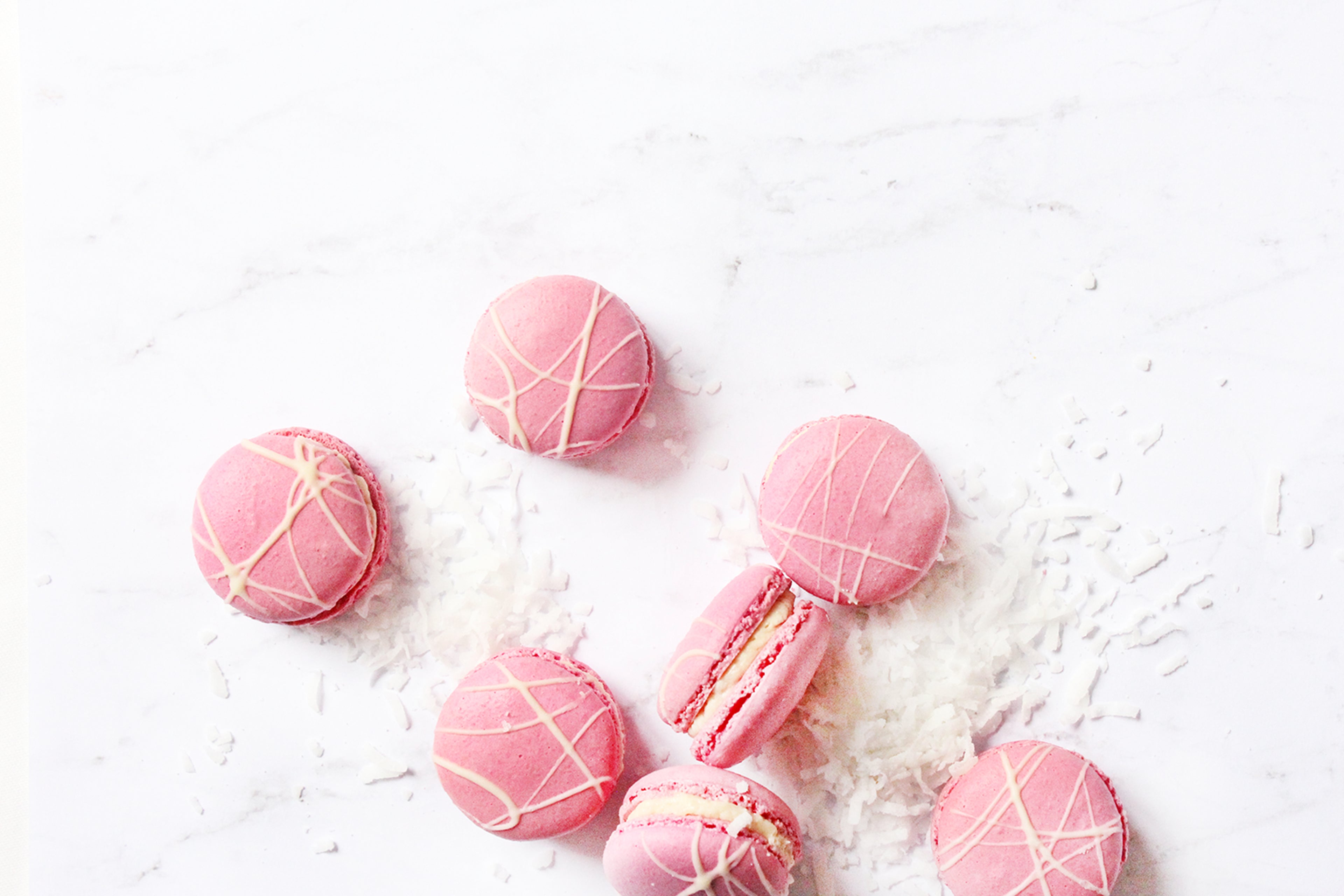 Strawberry Coconut Cream Macarons