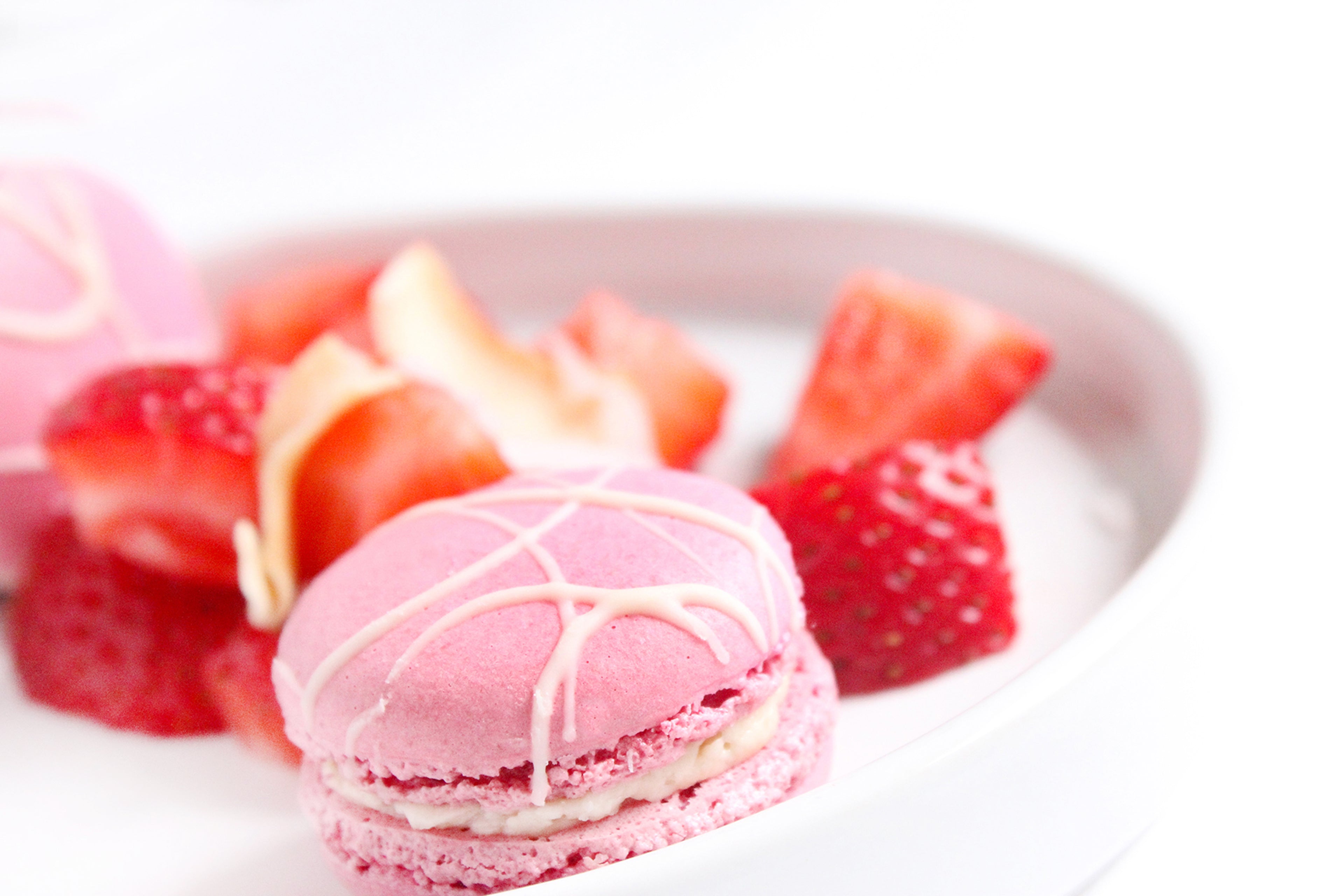 Strawberry Coconut Cream Macarons